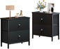 BOLUO Black Nightstands Set of 2, 2 Drawer Dresser for Bedroom Night Stand Small Nightstands End Table with Fabric Drawers Modern