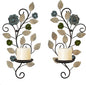 Wall Sconces Candle Holder Set of 2, Antique Multi-Color Leaf Branch Wall Mount Hanging Metal Wall Candle Holder Candle Sconce for Living Room Dining Room