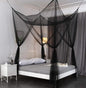 OctoRose Four Post Mosquito Net for Bed Canopy -Fits Queen, King, California King Beds-Indoor & Outdoor Use- Black