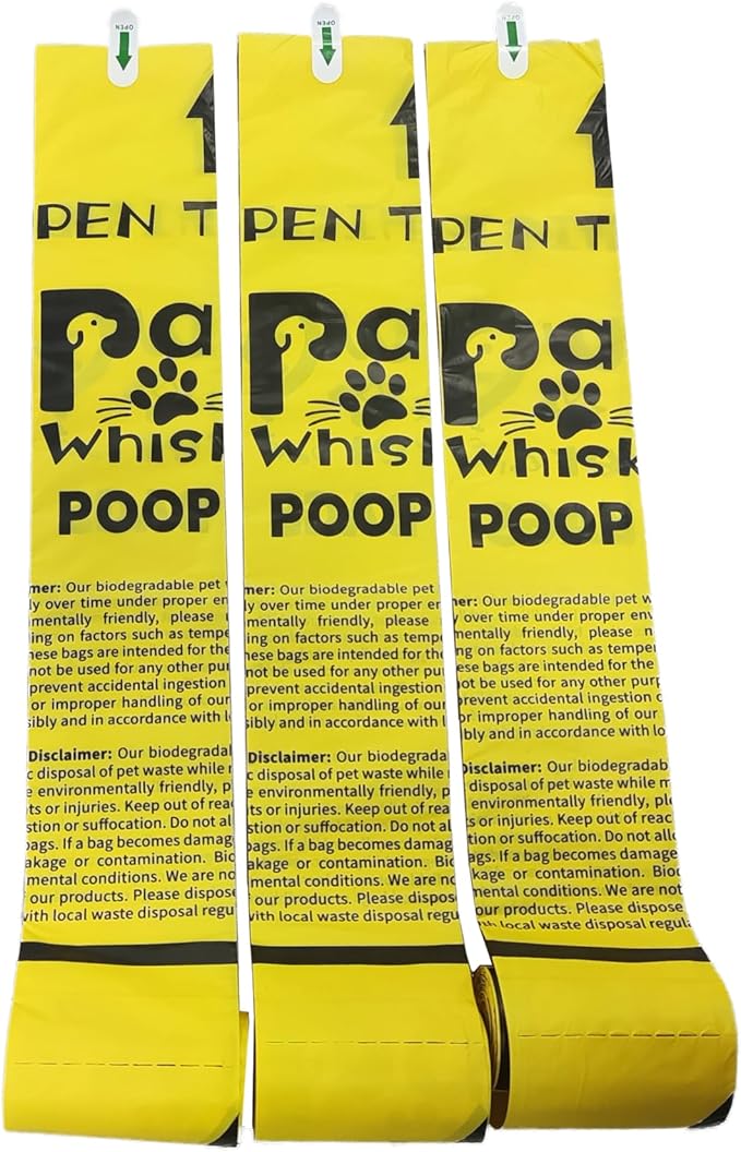 Dog Poop Bag, Biodegradable, Waste Bags with Dispensers, Guaranteed Leak Proof and Extra Thick, Certified Home Compostable, Plant-Based Dog Waste Bags, Eco-Friendly, 240 counts 16 rolls (Yellow, 16)-Mewly Pet