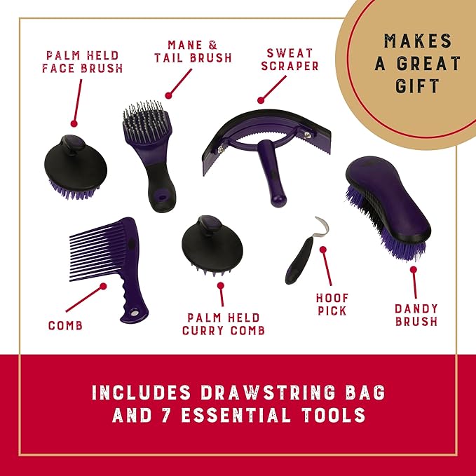 Weaver Leather Grooming Kit, Purple Geo , 7-piece assortment-Mewly Pet