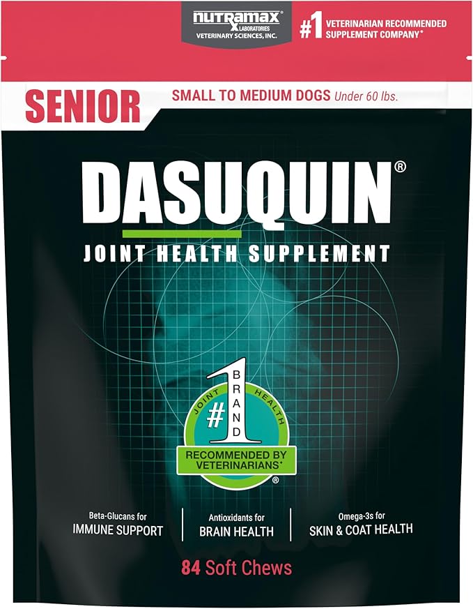 Nutramax Dasuquin Joint Health Supplement for Small to Medium Senior Dogs – for Immune Support, Skin & Coat Health, and Brain Health, 84 Soft Chews-Mewly Pet