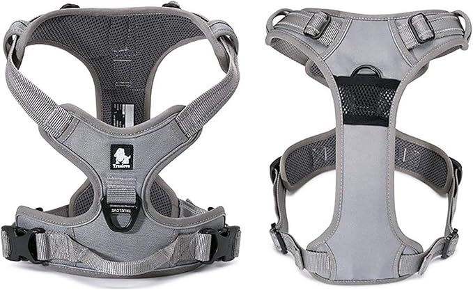 TRUE LOVE Adjustable No-Pull Dog Harness Reflective Pup Vest Harnesses Comfortable Control Brilliant Colors Truelove TLH5651(Gray,XL)-Mewly Pet