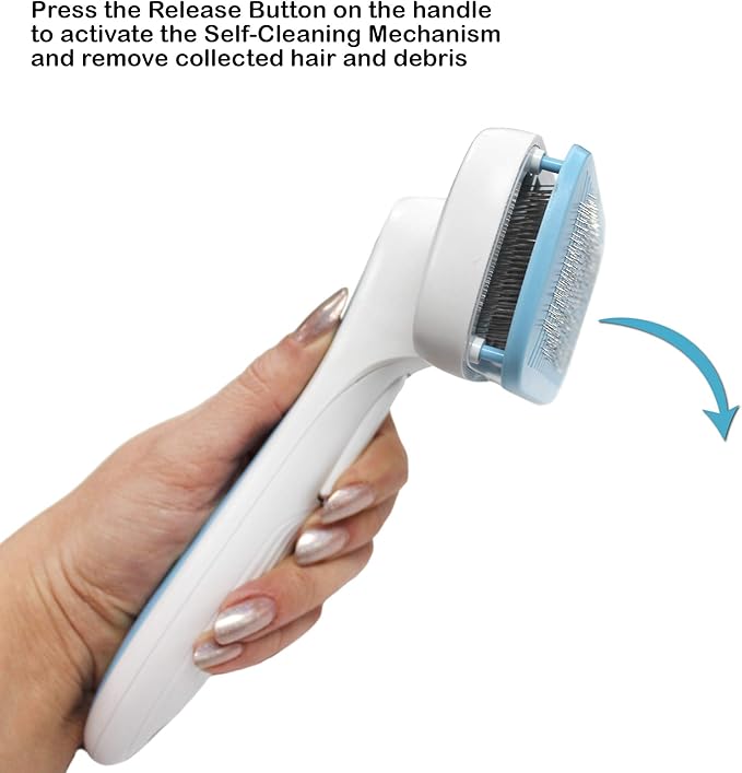 Pets First Premium Dog Brush & CAT Brush Self Cleaning Dog Slicker Hair Brush Easy to Clean Best Pet Grooming Brushes Shedding Grooming Tools for Dogs and Cats. Beautiful Gift for The Groomer!-Mewly Pet