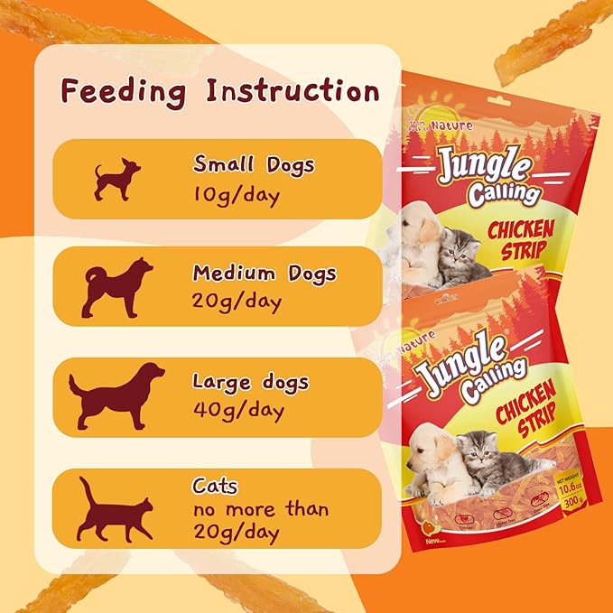 Jungle Calling Soft Training Treats for Small Dog and Cats, Mini Chicken Strips Puppy Training Edible Snacks Easy to Digest, Grain Free-Mewly Pet