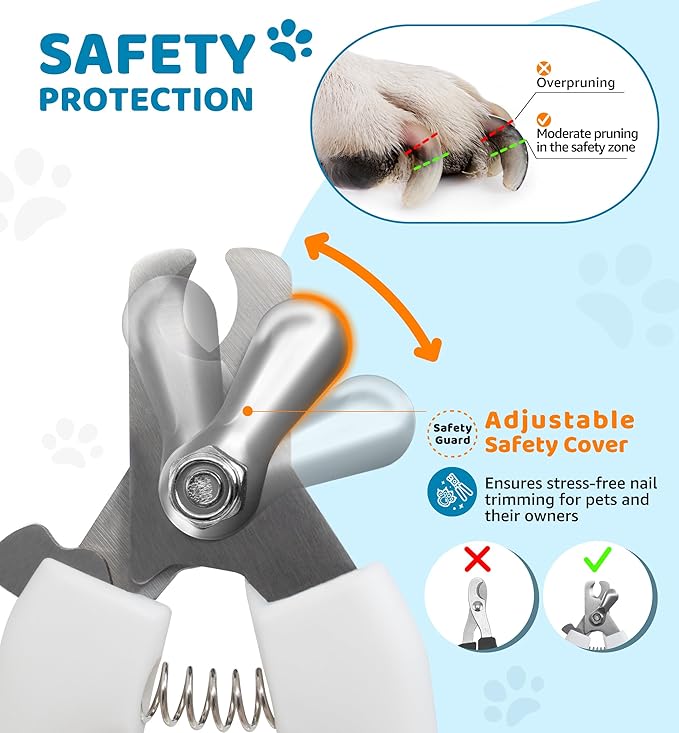 Pet Nail Clippers and Trimmers for Dogs and Cats, Professional Grooming Tool with Safety Guard, Sharp Blades, Free Nail File, Avoid Overcutting, Suitable for Small and Large Pets (Blue)-Mewly Pet