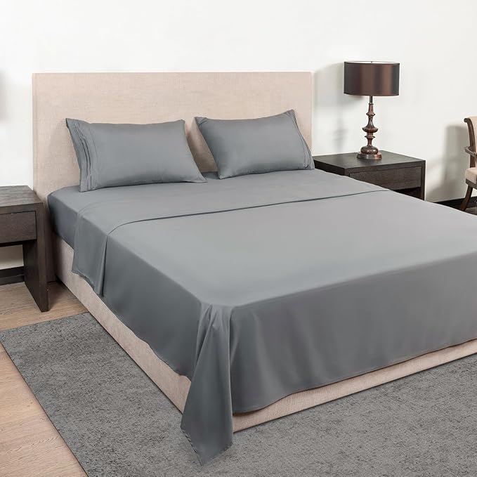 Mejoroom Twin XL Sheet Set - Hotel Luxury Microfiber Sheet & Pillowcase Sets Fits College Dorm Room Mattress - Soft, Breathable, Wrinkle & Fade Resistant - 3 Piece (Gray)