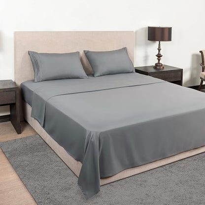 Mejoroom Twin Sheet Set - Hotel Collection Twin Sheets - Bedding Sheets & Pillowcases with Deep Pocket Fitted Sheet, Breathable, Wrinkle & Fade Resistant - 3 Piece(Gray)