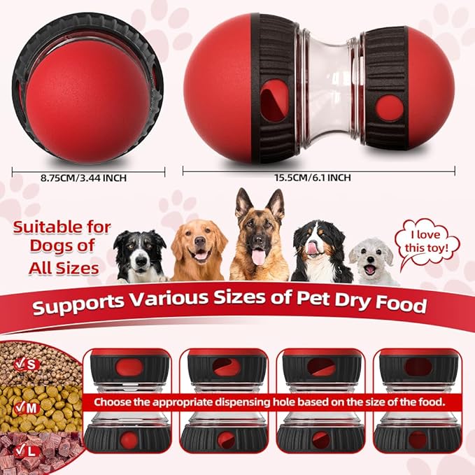 Interactive Dog Puzzle Toys, Brain Stimulation Rolling Treat Dispenser Ball & Slow Feeder Combo for Dogs to Keep Them Engaged and Busy-Mewly Pet