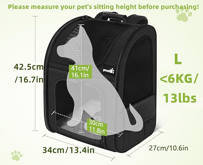 Pecute Cat Carrier Backpacks, Expandable Cat Backpack with Breathable Mesh, Pet Carrier Backpack for Cats Small Dogs Puppies Up to 18 Lbs, Dog Carrier Backpack Great for Travel Hiking Camping Outdoor-Mewly Pet