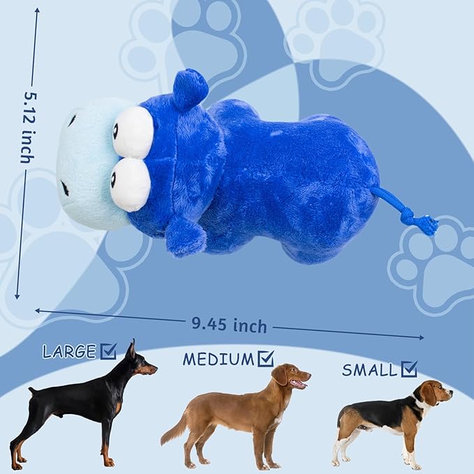 Squeaky Dog Toy Cute Plush Dog Toys Safe Puppy Teething Chewing for Small, Medium, and Large Breed Stuffed Hours of Fun 𝐂𝐮𝐝𝐝𝐥𝐞 𝐁𝐮𝐝𝐝𝐲 𝐟𝐨𝐫 pups-Hippo-Mewly Pet