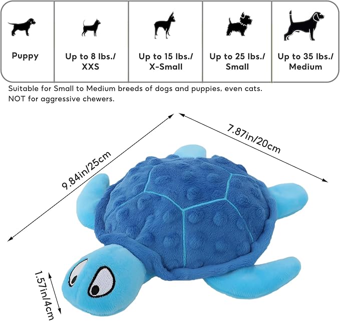 Adpartner Crinkle Dog Toys, 2 Pack Stuffed Turtle Dog Toys Squeaky Plush Dog Toy to Keep Them Busy, Interactive Dog Squeaky Toys for Small to Medium Dogs Teething Training Reduce Boredom-Mewly Pet