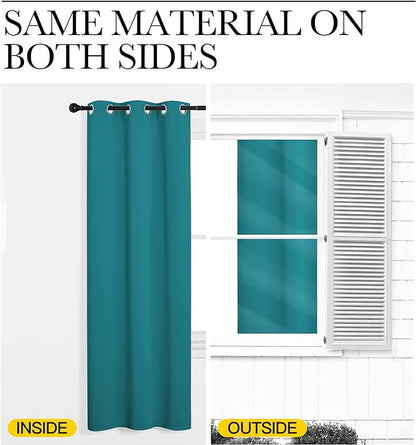 NICETOWN Room Darkening Curtains 68 inch Length 2 Panels, Thermal Insulated Grommet Blackout Curtains for Modern Casual Elegant Bedroom Kids Room Theme Decoration (Peacock Teal, 2 Pieces, W55)