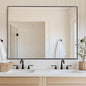 Antok Bathroom Mirror,48"x36" Wall Mirror, Decorative Mirrors Vanity Mirror Aluminum Alloy Frame Contemporary Hanging Mirror for Living Room Bathroom Entryway,Black,Round Corner