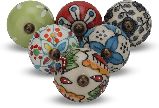 Multicolor Ceramic Cabinet Knobs for Kitchen Cabinet Drawers Assorted knob for Cupboard Wardrobe Dresser Furniture Door Pull Handles Boho Home Interior Decor - Pack of 30