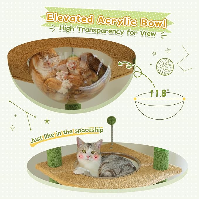 PEQULTI Floor to Ceiling Cat Tree 92.9’’-101.6’’ Height Adjustable Cat Tower Tall Kitty Climbing Play House with Scratching Posts, Cozy Condo, Perches and Large Hammock for Indoor Cats Green-Mewly Pet