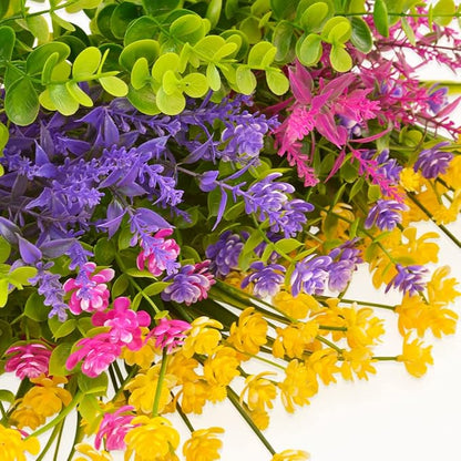 36 Bundles Outdoor Artificial Fake Flowers UV Resistant No Fade Boxwood Faux Plastic Shrubs Plants for Garden Patio Porch Window Box Home Wedding Farmhouse Hanging Décor