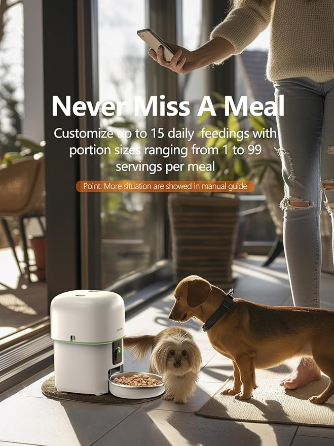 Automatic Cat Feeder with Camera - 5G WiFi Auto Cat Food Dispenser, 1080P HD Video with Night Vision, 1-15 Meals, 1-99 Portions, 2-Way Audio, Keeps Food Fresh, Timed Pet Feeder Also for Dogs-Mewly Pet