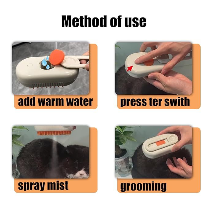 Steam Brush for Cats Dog Steam Brush,3 in 1 Pet Grooming Comb for Shedding,1PCS-Mewly Pet