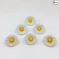 Daisy Vintage Resin Hand Painted Drawer Pulls Cabinet Knobs Handles Country Kitchen Home Decoration White (Pack of 6)