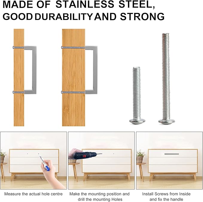 Cabinet Pulls Brushed Nickel Cabinet Handles Square Drawer Pulls, 40 Pack 15 Inch Stainless Steel Kitchen Door Cupboard Cabinet Handles, Cabinet Hardware Drawer Handles, 384mm Hole Centers
