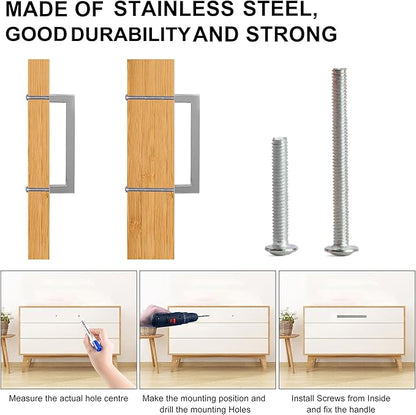 Cabinet Pulls Brushed Nickel Cabinet Handles Square Drawer Pulls, 20 Pack 12-3/5 Inch Stainless Steel Kitchen Door Cupboard Handles, Cabinet Hardware Drawer Handles, 320mm Hole Centers
