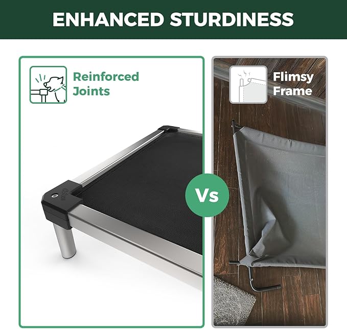 FXW TitanNest Chew-Proof Elevated Dog Bed, Raised Cot for Indoor/Outdoor/Camping Use, Durable & Waterproof Cooling Pet Bed for Large Dogs, 50.0" L x 31.0" W x 7.3" H, Black-Mewly Pet