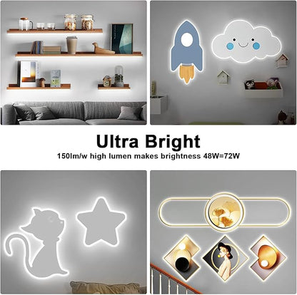 32.8ft 6500K White COB Led Strip Light with RF Remote, Dimmable Ultra Bright Daylight White COB Light Strip, Indoor Led Lights for Kitchen, Bedroom, Cabinet, 2 Rolls of 16.4ft
