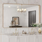 LOAAO 50”X30” Gold Bathroom Mirror, Rounded Rectangle Gold Frame Mirror, Brushed Gold Bathroom Vanity Mirror Wall-Mounted, Anti-Rust, Tempered Glass, Hangs Horizontally or Vertically