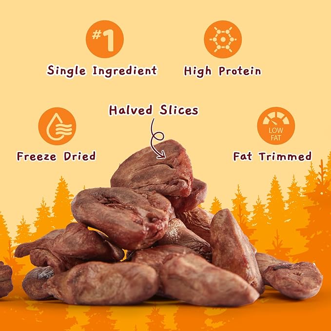 Jungle Calling Cat Treats & Dog Snacks, Freeze Dried Chicken Hearts Halves for Cats & Dogs, Single Ingredient Organ Meat, High Protein Pet Training Treats & Food Topper, 7.76 oz-Mewly Pet