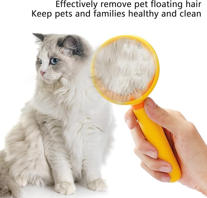 Cat Hair Brush with Release Button for Indoor Cats, Cat Grooming Brush for Long or Short Hair Dogs, Cat Combs for Pet Massage Self-Cleaning Cat Hair Brush-Mewly Pet
