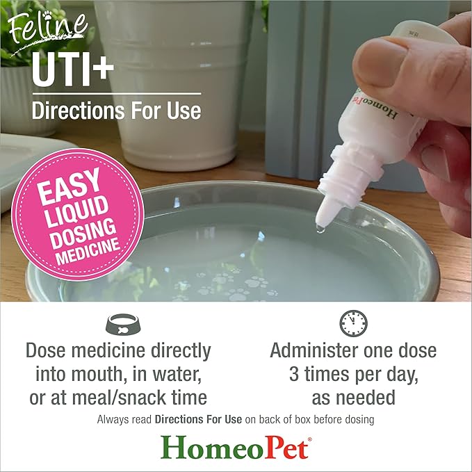 HomeoPet Feline UTI Plus, Safe and Natural Urinary Tract Supplement for Cats, Feline Urinary Tract Support, 15 Milliliters-Mewly Pet