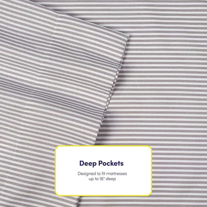 Twin Size Bed Sheets - 4 Piece 1500 Supreme Collection Fine Brushed Microfiber Deep Pocket Twin Sheet Set Bedding - 1 EXTRA PILLOW CASES, GREAT VALUE, Twin, Classic Stripe Navy