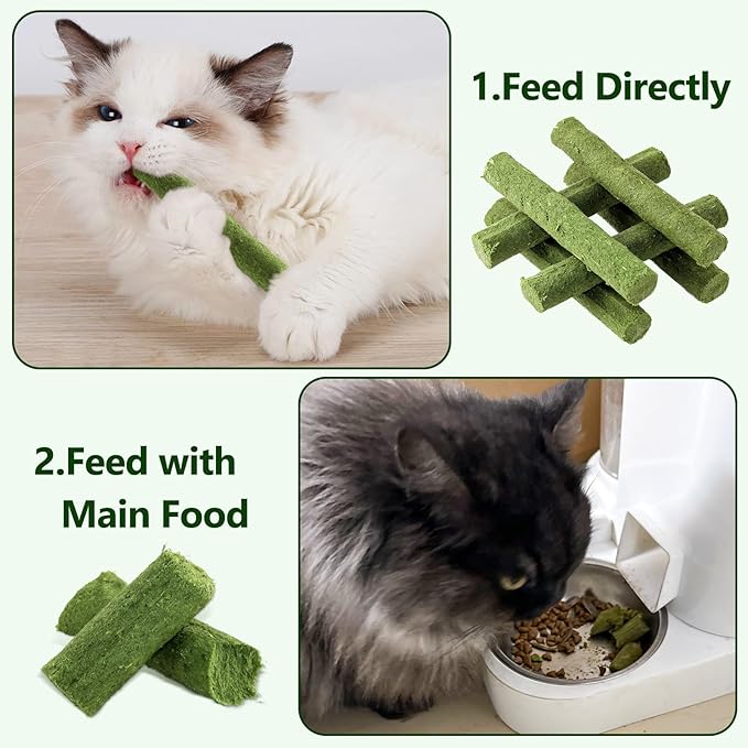 30g Cat Grass Sticks, Delicious Cat Grass Teething Stick Edible Cats Chew Toy Cat Treats Snack for Teeth Cleaning and Hairball Removal-Mewly Pet