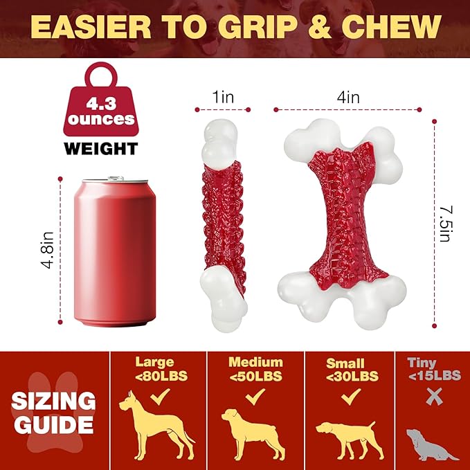 Tough Dog Toys, Toys for Aggressive Chewers Large Breed, Chew Dogs, Bone Toy Nylon Dogs Almost Indestructible-Mewly Pet