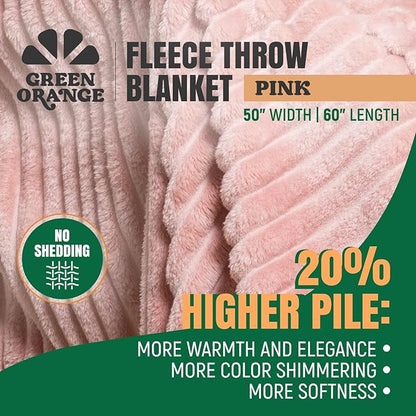 GO Premium Plush Soft Throw Blanket for Couch - Pink Fleece Blanket for Living Room, Bedroom, Home Decor - Small Couch Blanket for Men, Women (50x60 Inches)