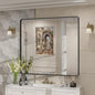 40x36 Inch Black Metal Framed Bathrrom Mirror for Wall, Black Rounded Rectangle Mirror, Matte Black Bathroom Vanity Mirror, Anti-Rust, Tempered Glass, Hangs Horizontally or Vertically