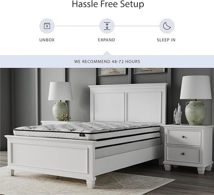 Signature Design by Ashley Full Size Chime 8 Inch Medium Firm Innerspring Mattress with Pressure Relief Quilt Foam, Fiberglass Free, Mattress In A Box