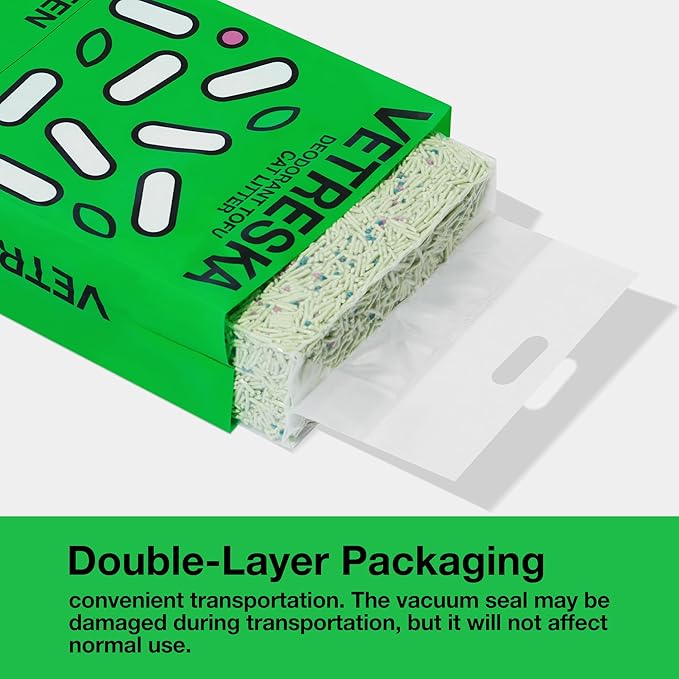 VETRESKA Tofu Cat Litter, Natural Kitty Litter Strong Clumping Flushable Cat Litter Pellets Ultra Absorbent, Odor Control, Dust-Free, Low Tracking Eco-Friendly Tofu Litter, Greentea(5.5lb×4bags)-Mewly Pet