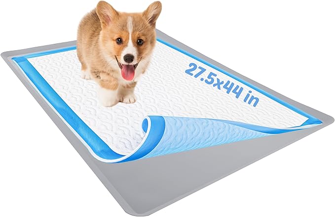 TidyFriend Dog Pee Pad Holder Tray Fits for 27.5” x 44” Wee Wee Pee Pads - Stable Grip, Raised Edges, Quick-Wipe Silicone Surface Dog Potty Tray Holder for Indoor Flooring Protection (Light Grey)-Mewly Pet