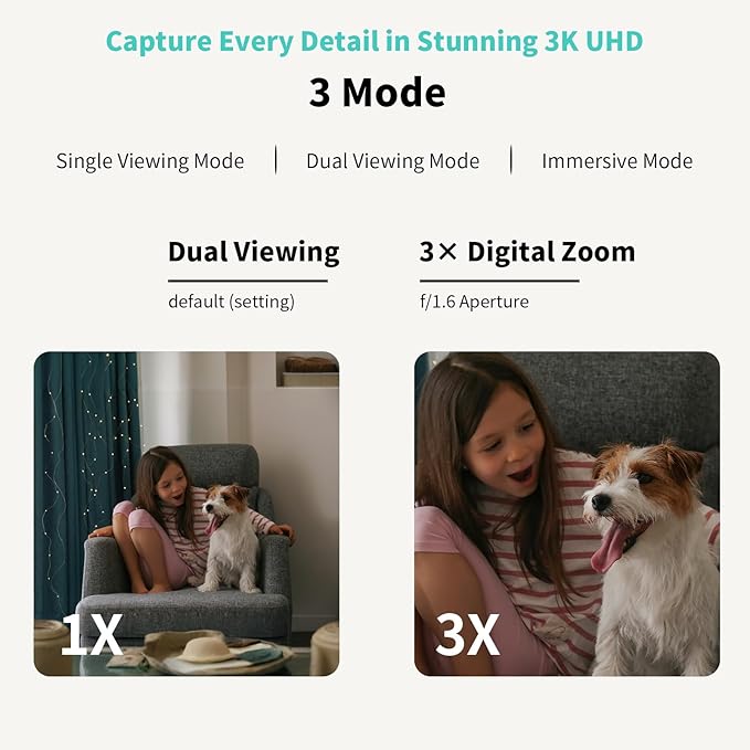 Alaga 3K Pet Camera, Dog Monitor with Phone App, 360° Pan/Tilt, Night Vision, Speaker, WiFi Cameras for Dog/Cat, Compatible with Alexa & Google Assistant, Black, Includes 1-Year Pet Time Album-Mewly Pet