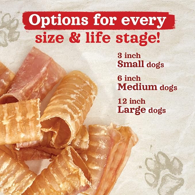 Natural Farm Top Premium Beef Trachea Dog Chews (3 Inch, 12 Pack), Natural Source of Glucosamine and Chondroitin for Hip and Joint Health, High-Protein, 100% Beef Trachea-Mewly Pet