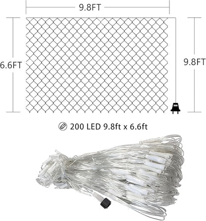HeKation Christmas Net Lights Outdoor, 200 LED Bush Lights With 8 Modes, 6.6ft x 9.8ft, Timer, Connectable, Waterproof, for Halloween & Christmas Decorations Color