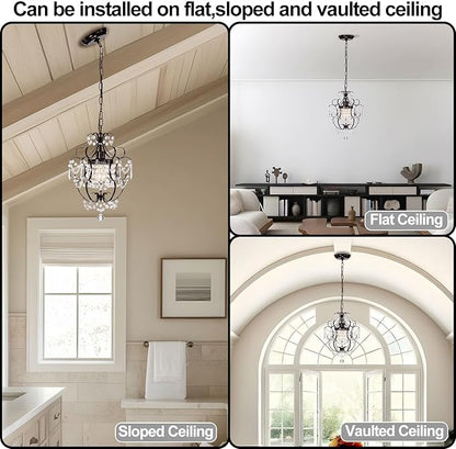 Bronze Chandelier Acrylic Crystals Chandeliers Small Vintage Chandelier 1 Light Antique Chandelier Light Fixtures for Bathroom Living Room Dining Room Kitchen Island
