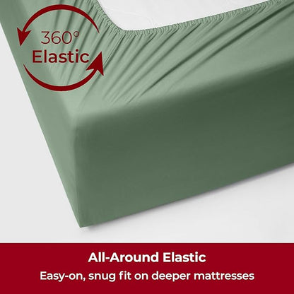 Mellanni Extra Deep King Sheets - 4 PC Iconic Collection Bedding - Hotel Luxury, Ultra Soft, Cooling Bed Sheets - Wrinkle, Fade, Stain Resistant (King, Sage)