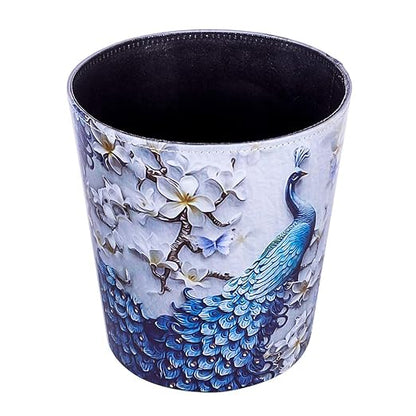 10L/2.64 Gallon PU Leather Trash Can Decorative Waterproof Wastebasket Paper Basket Garbage Bin for Home Office Bathroom