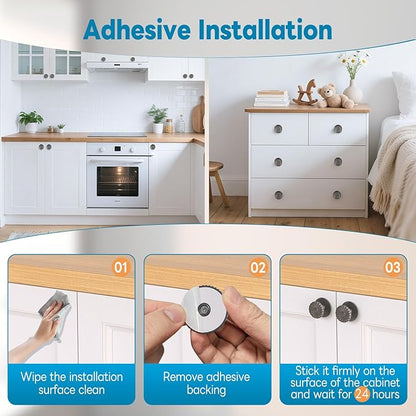 Self Adhesive Drawer Knobs, Self Stick Door Pull Handles, Zinc Alloy No Drilling Cabinet Knobs for Drawer, Closet, Window, Dresser, Sliding Barn/Glass Shower/Balcony Door (1, Grey)