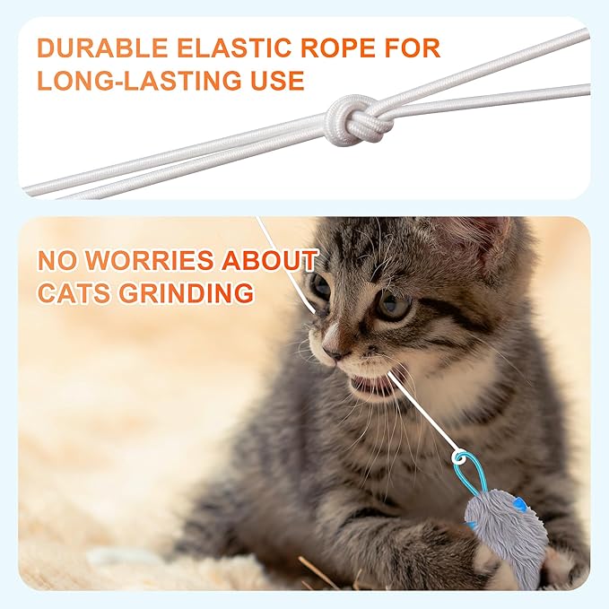 Cat Toy, Upgraded Smart Interactive Cat Toys with Remote Control, USB Rechargeable Door Hanging Retractable Kitten Toy for Self Play, Teaser Electronic Feather Cat String with 3 Plush Mice-Mewly Pet