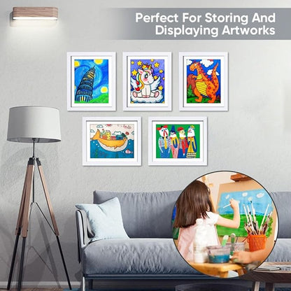 3-Pack Kids Artwork Frames Changeable - Kids Art Frame,Artwork Frames for Kids Art,Children Art Projects Kids Art Frames,8.5x11 Picture Frame for Display Kid Art work,With Storage(White)
