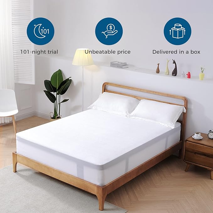 Inofia 12 inch Twin XL Mattress Hybrid with Waterproof Rayon Mattress Protector Included, Medium Firmness Cool Bed for Ultimate Support, Motion Isolation for Any Sleepers, Twin XL Size Mattresses